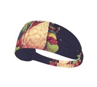 WZYWHJ Soft and Absorbent Headband for Red Basketball Workout - Ideal Hair Accessory for Yoga, Running, and More! Alpaca Eating Fruit Printing