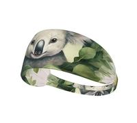 WZYWHJ Soft and Absorbent Headband for Red Basketball Workout - Ideal Hair Accessory for Yoga, Running, and More! green leaf koala Printed