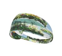 WZYWHJ Soft and Absorbent Headband for Red Basketball Workout - Ideal Hair Accessory for Yoga, Running, and More! Suspended Landscape Picture