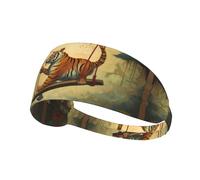 WZYWHJ Soft and Absorbent Headband for Red Basketball Workout - Ideal Hair Accessory for Yoga, Running, and More! Little tiger on the swing Printed