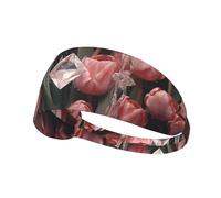 WZYWHJ Soft and Absorbent Headband for Red Basketball Workout - Ideal Hair Accessory for Yoga, Running, and More! Crystal and Pink Tulips Pattern