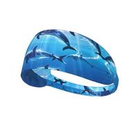 WZYWHJ Soft and Absorbent Headband for Red Basketball Workout - Ideal Hair Accessory for Yoga, Running, and More! Mediterranean dolphins Prints
