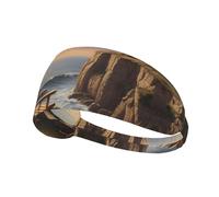 WZYWHJ Soft and Absorbent Headband for Red Basketball Workout - Ideal Hair Accessory for Yoga, Running, and More! Looking out to sea Printed