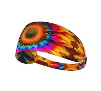 WZYWHJ Soft and Absorbent Headband for Red Basketball Workout - Ideal Hair Accessory for Yoga, Running, and More! Colorful Sun Flowers Printing