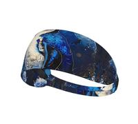 WZYWHJ Soft and Absorbent Headband for Red Basketball Workout - Ideal Hair Accessory for Yoga, Running, and More! Blue Penguin on The Moon Printing