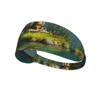 WZYWHJ Soft and Absorbent Headband for Red Basketball Workout - Ideal Hair Accessory for Yoga, Running, and More! Little tiger in the pavilion Printed