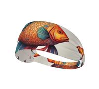 WZYWHJ Soft and Absorbent Headband for Red Basketball Workout - Ideal Hair Accessory for Yoga, Running, and More! Colorful Fish Tail Printing
