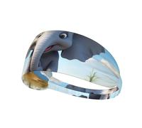 WZYWHJ Soft and Absorbent Headband for Red Basketball Workout - Ideal Hair Accessory for Yoga, Running, and More! Cartoon Elephant Printed