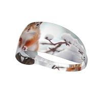 WZYWHJ Soft and Absorbent Headband for Red Basketball Workout - Ideal Hair Accessory for Yoga, Running, and More! Little squirrel on the snow tree Printed