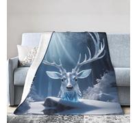 WZYWHJ Soft Blanket 40"x30" Anti Wrinkle Hypoallergenic Compact Foldable Lightweight Durable Frost Crystal Antlers Prints