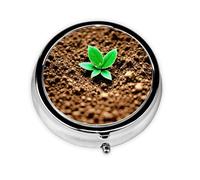 WZYWHJ Soil Plants Grow Prints Circular Medicine Box Storage, Portable Travel with compartments, mini Pill Dispenser