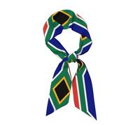WZYWHJ South African flag Printed Women's long strip silk scarf, soft and silky satin headscarf
