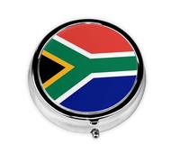 WZYWHJ South African Flag Printing Circular Medicine Box Storage, Portable Travel with compartments, mini Pill Dispenser