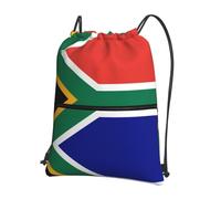 WZYWHJ South African flag Prints Drawstring backpack, outdoor leisure zipper bag, waterproof fitness