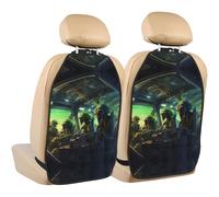 WZYWHJ Spaceship Alien Printed Car seat Anti Kick Storage pad 2 Pieces, Multi-Functional Storage Bag seat Protector After Installation