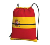 WZYWHJ Spanish flag Pattern Drawstring backpack, outdoor leisure zipper bag, waterproof fitness