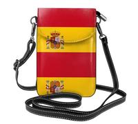 WZYWHJ Spanish flag Pattern Women's leather phone bag crossbody package with adjustable shoulder strap