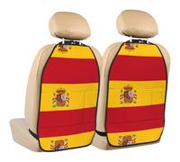 WZYWHJ Spanish Flag Picture Car seat Anti Kick Storage pad 2 Pieces, Multi-Functional Storage Bag seat Protector After Installation