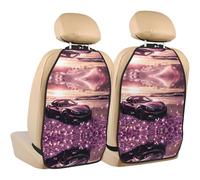 WZYWHJ Sports car by The sea Picture Car seat Anti Kick Storage pad 2 Pieces, Multi-Functional Storage Bag seat Protector After Installation