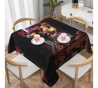 WZYWHJ Square decorative tablecloth 54"x54" tablecloths coffee table cloths Washable and reusable A refrigerator full of flowers Printing