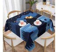 WZYWHJ Square Decorative Tablecloth 54"x54" tablecloths Coffee Table Cloths Washable and Reusable Bear Bathing Under The Stars Picture