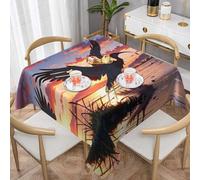 WZYWHJ Square Decorative Tablecloth 54"x54" tablecloths Coffee Table Cloths Washable and Reusable Birds Flying by The sea Prints