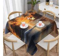 WZYWHJ Square Decorative Tablecloth 54"x54" tablecloths Coffee Table Cloths Washable and Reusable Coconut Trees by The Lake Pattern