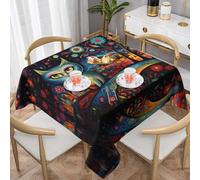 WZYWHJ Square Decorative Tablecloth 54"x54" tablecloths Coffee Table Cloths Washable and Reusable Colorful cat Shapes Picture