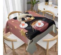 WZYWHJ Square decorative tablecloth 54"x54" tablecloths coffee table cloths Washable and reusable Cute panda star Printing