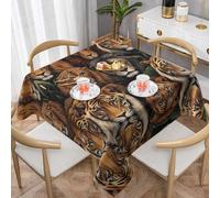 WZYWHJ Square Decorative Tablecloth 54"x54" tablecloths Coffee Table Cloths Washable and Reusable King of The Jungle Picture