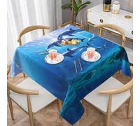 WZYWHJ Square Decorative Tablecloth 54"x54" tablecloths Coffee Table Cloths Washable and Reusable Mediterranean Dolphins Prints