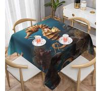 WZYWHJ Square Decorative Tablecloth 54"x54" tablecloths Coffee Table Cloths Washable and Reusable Mediterranean Seahorse Prints