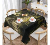 WZYWHJ Square Decorative Tablecloth 54"x54" tablecloths Coffee Table Cloths Washable and Reusable Primeval Forest Picture