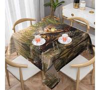 WZYWHJ Square decorative tablecloth 54"x54" tablecloths coffee table cloths Washable and reusable The turtle crawling into the swamp Printed