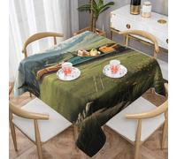 WZYWHJ Square decorative tablecloth 54"x54" tablecloths coffee table cloths Washable and reusable Train running on the grassland Printed