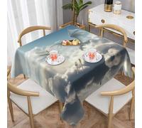 WZYWHJ Square decorative tablecloth 54"x54" tablecloths coffee table cloths Washable and reusable White dragon dragon Printing