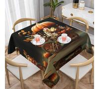 WZYWHJ Square Decorative Tablecloth 60"x60" tablecloths Coffee Table Cloths Washable and Reusable Animals on The Pumpkin Carriage Printing