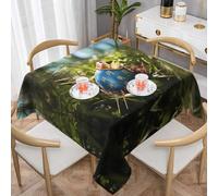 WZYWHJ Square decorative tablecloth 60"x60" tablecloths coffee table cloths Washable and reusable Easter eggs in the grass Printing