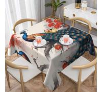 WZYWHJ Square Decorative Tablecloth 60"x60" tablecloths Coffee Table Cloths Washable and Reusable Flame-Feather Peacock Prints