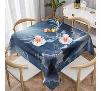 WZYWHJ Square Decorative Tablecloth 60"x60" tablecloths Coffee Table Cloths Washable and Reusable Frost Crystal Antlers Prints