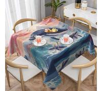 WZYWHJ Square decorative tablecloth 60"x60" tablecloths coffee table cloths Washable and reusable Killer whales in the waves Printing