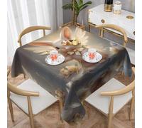 WZYWHJ Square Decorative Tablecloth 60"x60" tablecloths Coffee Table Cloths Washable and Reusable Kind Little Rabbit Angel Printing