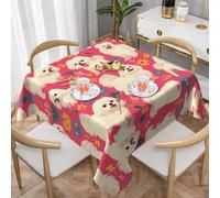 WZYWHJ Square decorative tablecloth 60"x60" tablecloths coffee table cloths Washable and reusable lovely maltese dog Printing