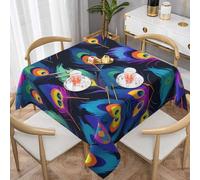 WZYWHJ Square Decorative Tablecloth 60"x60" tablecloths Coffee Table Cloths Washable and Reusable Neon Peacock Feather Prints