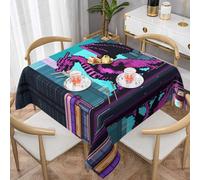 WZYWHJ Square decorative tablecloth 60"x60" tablecloths coffee table cloths Washable and reusable Purple Dragon Printing