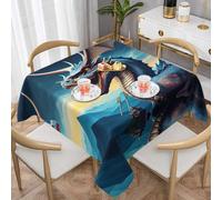 WZYWHJ Square decorative tablecloth 60"x60" tablecloths coffee table cloths Washable and reusable Roaring Dragon Printing