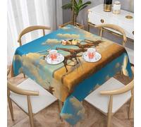 WZYWHJ Square decorative tablecloth 60"x60" tablecloths coffee table cloths Washable and reusable Running giraffe Picture