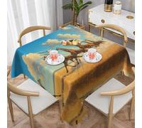 WZYWHJ Square Decorative Tablecloth 60"x60" tablecloths Coffee Table Cloths Washable and Reusable Running Giraffe Picture