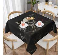 WZYWHJ Square Decorative Tablecloth 60"x60" tablecloths Coffee Table Cloths Washable and Reusable Skeletons in The Dead Flowers Printed