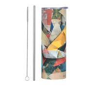 WZYWHJ Stainless Steel Mug 20oz for Coffee, Office, Car, Sports, and Home Use Straw Two-Piece Set Art Origami Prints